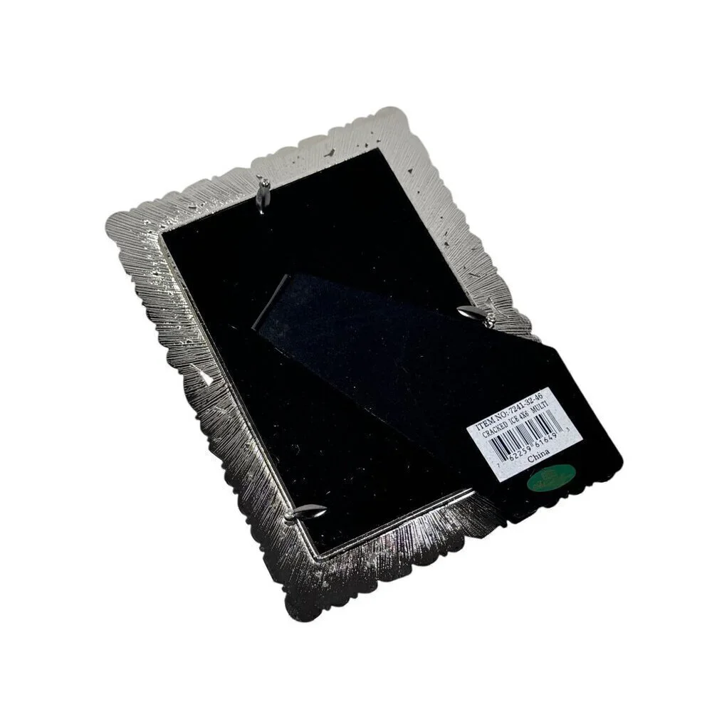 Ashleigh Manor Jeweled Photo Frame Metal Pewter Gemstone 4”x6” Silver Gray
